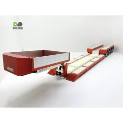 4 Assige Dieplader Met Stuurassen 1/14 - Rood