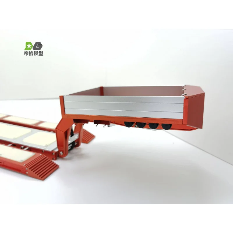 4 Assige Dieplader Met Stuurassen 1/14 - Rood 4 4 Assige Dieplader Met Stuurassen 1/14 - Rood - Afbeelding 4